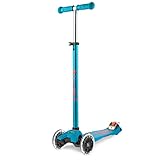 Micro Mobility Micro Maxi Kickboard LED Aqua, blau, Glasfaserverstärkter Kunststoff, Altersgruppe: 5- 12 Jahre, Belastbarkeit: 50 kg, MMD078, Trittbrett Maße: 14,2 x 33 cm