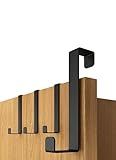 4smile Türhaken zum Einhängen, 4er Set - Schwarze Kleiderhaken für Tür oder Schrank, vielseitige Haken zum Einhängen - Türgarderobe mit hoher Tragkraft, stabile Türhakenleiste