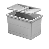 Hailo Inneneimer mit Deckel | Ersatz-Eimer 18 Liter | Kunststoff Mülleimer-Einsatz mit Doppel-Henkel | für Hailo Einbau-Abfallsammler | 350 x 226 x 220 mm | rechteckig | stabil und hygienisch