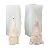 2 Stück Weihnachtsmann Kerzenformen Weihnachtsmann Kerzengießform Weihnachtsmann Silikonform DIY Weihnachtswichtel Silikon Form Für DIY Seife, Wachs, Kerzen, Aromasteinen, Schlüsselanhänger