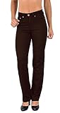 ESRA Damen Hose Straight Leg Hose High-Waist Damen Regular Stretch Stoffhose bis Übergröße T101