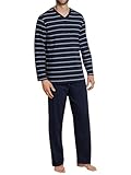 Schiesser Herren Schlafanzug lang - Nightwear Set, Dunkelblau_159622, 56