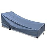 iKover Chaiselonge-Abdeckung, wasserdicht, für Terrassenmöbel, Lounge-Stuhl-Abdeckung mit versiegelten Nähten, robuste Chaiselonge, bietet eine gute Passform und Allwetterschutz, grau