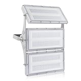 MKKM Neueste LED Strahler Flutlichter außen 300W Superhell 30000lm Flutlichtstrahler 6500K IP67 Wasserfest Außenstrahler für Sportplatz