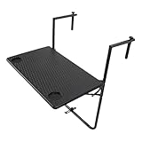 Klappbarer Balkongeländertisch - Höhenverstellbarer Kunststoff-Outdoor-Decktisch für Terrassen und Balkone, platzsparendes Design, einfach zu installieren und zu verwenden