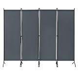 WOLTU Paravent 4 Teilig 224x182 cm Dunkelgrau, Raumteiler Freistehend Trennwand und Klappbar, Sichtschutz Spanische Wand für Innen- und Außenbereich, Ideal für Wohnzimmer, Balkon und Garten