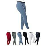 RIDING WORLD - Reithose für Mädchen & Jungen Alexandrie | Reiterhose mit Kniebesatz aus Stoff | mit Eingrifftaschen vorn | Reitleggings in Blau | Kinder Reitbekleidung in Größe 152