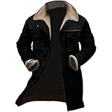 Meggsnle Jacke Herren Dicke Warm Winterjacke Kunstpelz Mantel Lang Slim Fit Herrenmantel Winter Premium Business Mantel Männer Wollmantel Langer Trenchcoat Mantel Windbreaker Warm Wolle Mantel