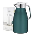 Alfi Skyline, Thermoskanne Edelstahl türkis 1l mit doppelwandigem alfiDur Vakuum-Hartglaseinsatz. Isolierkanne hält 12 Stunden heiß, ideal als Kaffeekanne oder als Teekanne - 1321.293.100, Sea Pine
