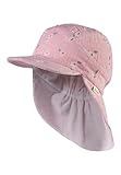 Sterntaler Schirmmütze mit Nackenschutz Gänseblumen für Mädchen - Kinder Mütze - Sonnenkappe Kinder aus Baumwolle - samtrosa, 55