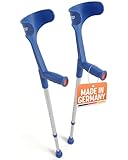 Dr. Paul Koch Krücken Paar Blau - Gehhilfe Aus Aluminium Mit Kunststoffgriffen - Belastung Bis zu 120kg - Verstellbar Mit Praktischem Druckknopf - 540g pro Krücke
