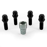 H&R Felgenschloss-Satz, Gewinde M14x1,50 und die Länge des Gewindes beträgt 28 mm, Kegelbund schwarz - 4 Felgenschloss Schrauben inkl 1 Adapter