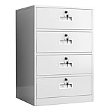 Vertikaler Aktenordner aus Metall mit Schloss für Büro zu Hause, schmaler Aktenordner aus Stahl mit 4 Schubladen unter dem Schreibtisch für Dokumente im A4/Legal/Brief, weiß, sichere