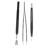 Fictory Zeckenentferner Werkzeug Kit Profi Edelstahl für Hunde, Katzen & Menschen, 3-teiliges Set, Schwarz