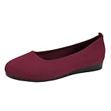 Damen Geschlossene Ballerina Bequeme Flache Schuhe Runde Zehe Kleid Schuhe Komfort Gewebtes Netzgewebe Slip On Ballerina Walking Flats Schuhe für Frauen Halbschuhe Weich Einzelne Schuhe
