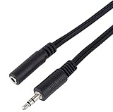 PremiumCord Verlängerung Klinkenkabel 3,5mm, Klinke 3,5mm, Stecker auf Buchse, Aux Headset Audio Verlängerungskabel, geschirmt, Farbe schwarz, Länge 5m