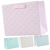Mipcase 4 Stück Teiliges Geschenkbeutel Henkel Leichte Geschenktaschen aus Hochwertigem Karton in Mintgrün Rosa Cremeweiß und Hellgrau Stabile Papiertragetaschen für Geburtstagsfeiern
