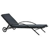 CFODOJ Outdoor-Sitz, Sonnenliege, Sonnenliege mit Kissen und Rollen, Polyrattan, Anthrazit