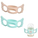 2 Stück Babyflaschen Griffe, Baby Flaschengriffe Silikon, Baby Fütterung Flaschengriff Halter, Weithals Babyflaschengriffe, Babyflaschen Zubehör für Baby Kleinhand Greifdesign, Blau+Rosa