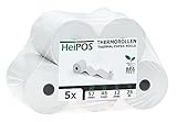 HeiGroup - HeiPOS 5x Thermorollen BPA frei (B/Ø) 57mm / 45mm - Länge 25m, Kern Ø 12mm, Flächengewicht 52 g/m2, Dicke 60 µm, 10 Jahre Haltbarkeit