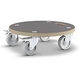 WAGNER Pflanzenroller Maxigrip Ø 38 x 11 cm I Kübelroller für Außenbereich + Innenbereich I Transportroller aus FSC® Schichtholz I 2 Total-Feststeller I Tragkraft 300 kg I Made in DE - 20110701