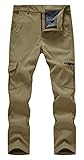 YSENTO Herren Wanderhose Wasserdicht Outdoorhose Softshellhose Winddicht Warm Gefüttert Skihose Snowboardhose Winter Trekkinghose(Khaki,38)