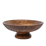 EDHAS Dekorative Holzschale aus Mangoholz, handgeschnitzt, Heimdekoration für Esstisch, Wohnzimmer, Küche (30,5 x 30,5 x 12,1 cm)