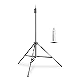 Walimex pro WT-803 Lampenstativ höhenverstellbar bis 208 cm, Lichtstativ aus Aluminium mit Tasche + Adapter, Studiostativ max. Traglast 3,5 kg, Blitzstativ für Studio und Mobil