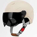 Helm Für Elektroroller Für Erwachsene, Halbgesichtshelm Für Erwachsene (Damen Und Herren), Helm Für Elektrofahrräder, Sturzhelm Mit Visier, ECE 2205-Geprüft 5,(54-61CM)