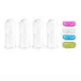4er Baby Zahnbürste Silikon Fingerzahnbürste Baby Finger Zähneputzen Zahnpflege Set Kindermundpflege und Zahnfleischmassage für Babys 0-24 Monate mit Aufbewahrungsboxe