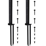 Robustes Stahl-Zaun-Pfostenanker-Set, 2 Stück, Erdspieß für die Reparatur von gekippten oder gebrochenen Holzzaunpfosten, Zaunpfosten, Reparaturpfähle, Schwarz (2 Stück)
