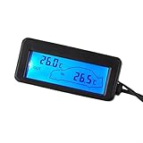 QOXEZY 12 V Auto-Innen-Außenthermometer, Auto-Thermometer, digitales LCD-Display, Thermometer (blau)