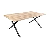 Riess Ambiente Industrial Esstisch LOFT - 160cm - Natur schwarz - rechteckig Eiche-Dekor X-Gestell Stahl Holzoptik