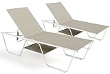 PHI VILLA 2er Set Liegestuhl,198,5×69×45cm Sonnenliege Wetterfest Deckchair mit 5fach Verstellbarer Rückenlehne,Relaxliege Outdoor für Garten Balkon Terrasse