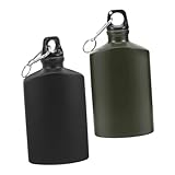 Parliky 2 Stück Kompakte Aluminium Wasserflaschen Flach mit Karabiner Leichte Robuste Outdoor trinkflaschen für Camping Wandern Sport Platzsparend und Strapazierfähig