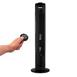 MEDION E11 TF Turmventilator mit Fernbedienung (3 Geschwindigkeitsstufen, leiser Schlafmodus, 45 Watt Leistung, 60° horizontale Oszillation, Timer, MD12067) schwarz