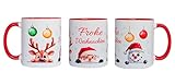 HD PRINT4YOU Weihnachtstassen, Tasse Weihnachten Teetasse Weihnachtstasse Glühweintasse Wichtel Tasse Wichtelgeschenk Christmas Mug Rot-Weiß, mit Rentier-, Schneemann- und Weihnachtsmann-Motiv