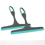 Abzieher Fensterreiniger 2 Stück | Handbrause Abzieher | 22,5 cm Badabzieher für Dusche, Spiegel & Fliesen | Türkis/Grau Fensterabzieher Reiniger für Auto & Küche