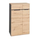 MEMPHIS Aktenschrank in Artisan Eiche Optik, Graphit - Moderner Büroschrank mit 2 Türen - 75 x 197 x 38 cm (B/H/T)