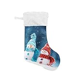 CHIFIGNO Set mit 2 großen süßen Schneemännern auf weichem Schneestock, 45,7 cm Plüsch-Kunstfell-Manschette, hängende Socken für Familie, Urlaub, Party, Saison-Dekoration