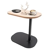 CHERIPOLI 45-80 cm Einstellbare Höhe C Mobiler Schreibtisch, Holz Beistelltische mit Rollen, C-Form Laptoptisch Kaffeetisch, Couchtisch Klein für Wohnzimmer Sofa Couch (Holz)