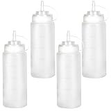 LiuHancsqd 4 Stück Squeeze Flasche, 500 ml Quetschflasche, Plastik Saucenflasche mit Kappe, Condiment Dosierflaschen für Mayonnaise Soßen Olivenöl Malen Pigment Ketchup Spender