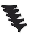 Iris & Lilly Damen Tanga-Unterwäsche nahtlos, 5er-Pack, Schwarz, 36