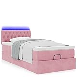 Generisch Ottoman-Bett mit Matratze Rosa 80x200 cm Samt, 3312661