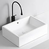 ZYCDP Keramik Waschbecken Bad mit Überlauf Aufsatzwaschbecken Rechteckig510 X 360 X 155 mm Weiß