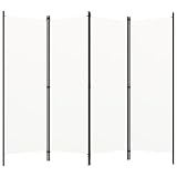 vidaXL Raumteiler Klappbar Freistehend Trennwand Paravent Umkleide Sichtschutz Spanische Wand Raumtrenner 4-TLG. Weiß 200x180cm Eisen Stoff