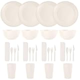 Camping-Besteck, Reisebesteck für Camping, Essutensilien-Set, mikrowellengeeignet, Geschirr, Tassen, Schüsseln, Teller für Kinder, Erwachsene, Outdoor, Wandern, Grillen, Party, Rucksackreisen