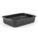Russell Hobbs CW9161 Romano 34 cm Tiefer Bräter - Spülmaschinenfest Ofenbackform, Antihaftbeschich backform, Gemüse-Auflaufform, rechteckige Ofenplatt, emaillierter Stahl, ofenfest bis 230°C, schwarz