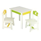 Bieco Kindersitzgruppe Frühling aus Holz, 3er Set | Sitzgruppe Kinder | Kindertisch mit Stühle | Spieltisch Baby | Kindersitzgruppe Holz | Safety 1st | Kinderstuhl und Tisch | Sitzhocker Kinder