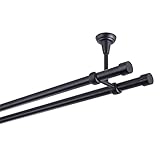 Gardinenstange schwarz 240 cm 2-läufig 19 mm aus Metall Deckenbefestigung Endstück Kappe
